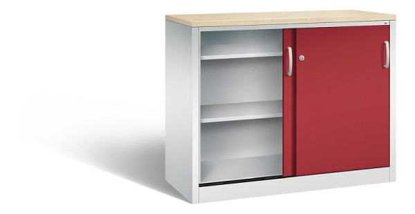 C+P Sideboard mit Schiebetüren Acurado, H1000xB1200xT500mm, Farbe: Lichtgrau / Rubinrot, Bügelgriff, 2056-00 S10159