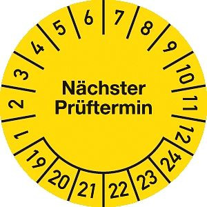 Moedel Prüfplakette Nächster Prüftermin 2019-2024, Folie, Ø 30 mm, VE: 500 Stück/Rolle, 54538
