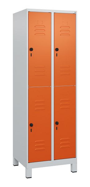 C+P Doppelstöckiger Spind Classic PLUS, Füße, 2 Abteile, 1800x600x500mm, 7035/2004, Drehriegel, 0803107-20 S10062