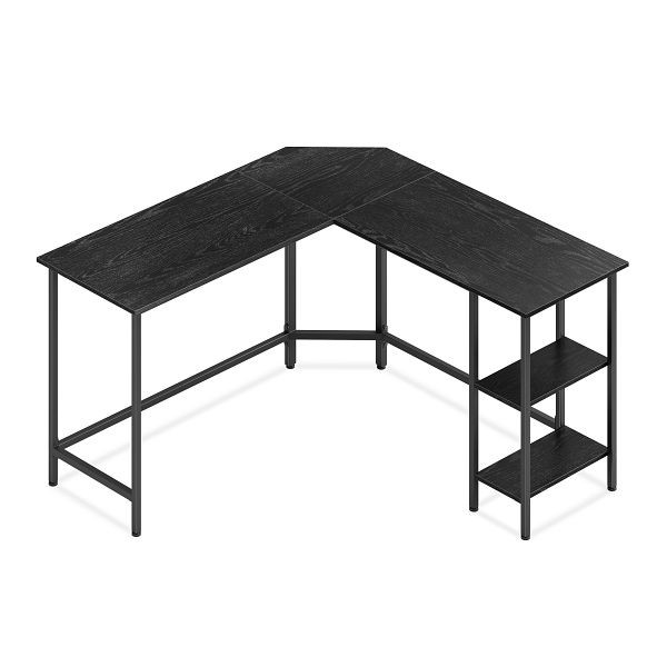 VASAGLE Computerschreibtisch, L-förmiger Eckschreibtisch, 138 x 138 x 76 cm, Arbeitsplatz mit 2 Aufbewahrungsregalen, schwarz mit Holzmasierung, LWD072B56