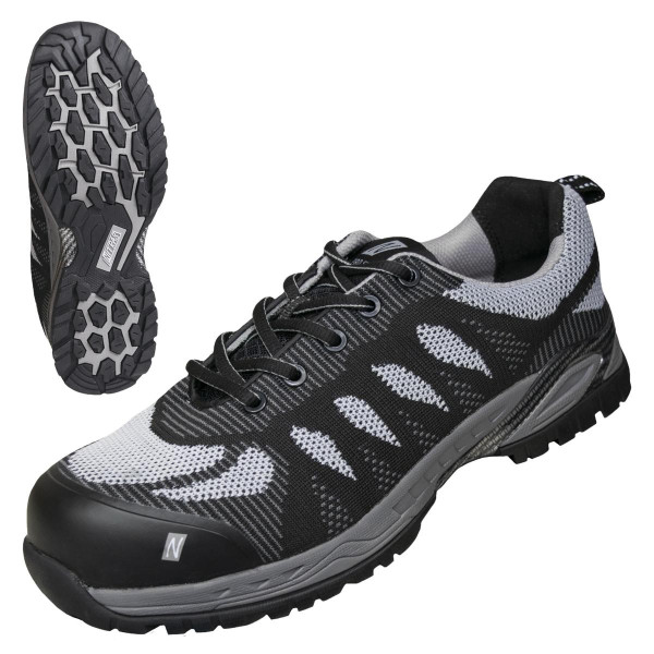 NITRAS PRO STEP, Sicherheitshalbschuhe, S1P, SRC, strapazierfähiges Textil, Größe: 46, Farbe: schwarz/grau, VE: 10 Paar, 7413-1012-46