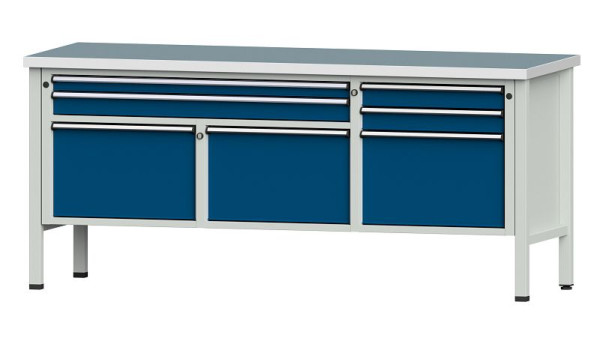 ANKE Werkbänke Kastenwerkbank, Modell 281 V, 2000 x 700 x 890 mm, RAL 7035/5010, UBP 40 mm, 304.525