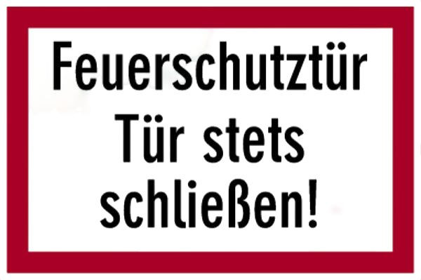 Schilder Klar Brandschutzzeichen Feuerschutztür Tür stets schließen! angelehnt an DIN 4066, 300x200 mm Folie selbstklebend, 168/61