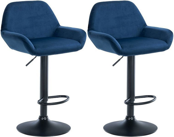 CLP Barhocker Braga Samt schwarz, blau, VE: 2 Stück, 323654