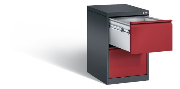 C+P Hängeregistraturschrank Acurado, H733xB433xT590mm, Farbe: Schwarzgrau / Rubinrot, Griffleiste, 12412-311 S10012