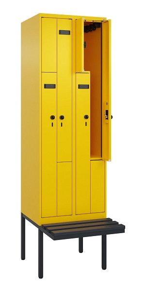 C+P Z-Spind Evolo PLUS, Bank, 4 Fächer, 2120x600x815mm, 1023/1023, Drehriegel, Material Sitzfläche Kunststoff, 0490437-204 S10078