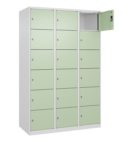 C+P Schließfachschrank Evolo PLUS, 18 Fächer, 1850x1200x500mm, 9016/6019, 049000-326 S10019