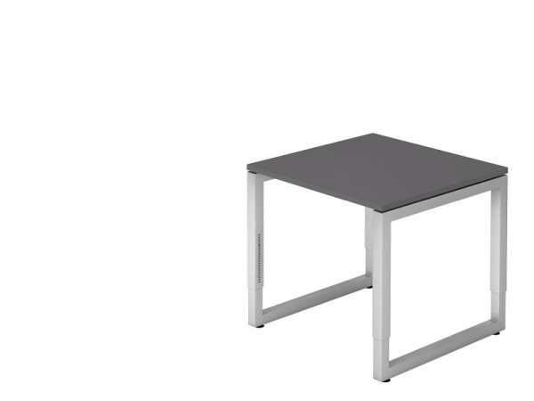 Hammerbacher Schreibtisch O-Fuß eckig 80x80cm Graphit, Rechteckform mit schwebender Tischplatte, VRS08/G/S