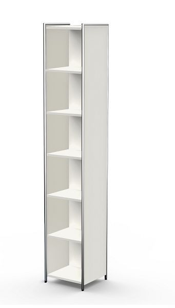 Kerkmann Grundregal schmal für 6 OH, Artline, B 410 x T 380 x H 2200 mm, Weiß, 13748610
