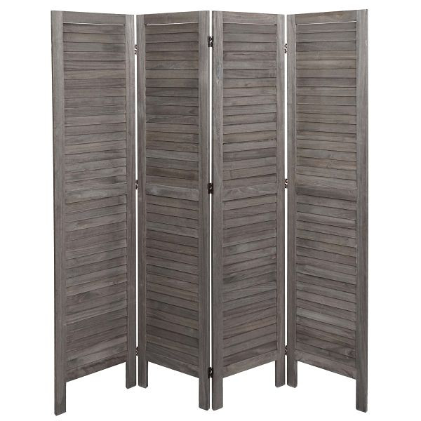 Mendler Paravent HWC-G30, Trennwand Sichtschutz Raumteiler, Shabby-Look 170x162cm, grau-braun, 94462