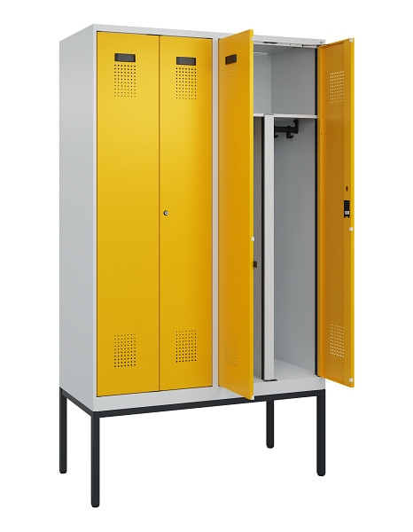 C+P PSA Doppel-Spind Evolo PLUS, Gestell, 4 Abteile, 2120x1200x500mm, 7035/1004, Zylinderschloss, 0490327-40P S10027