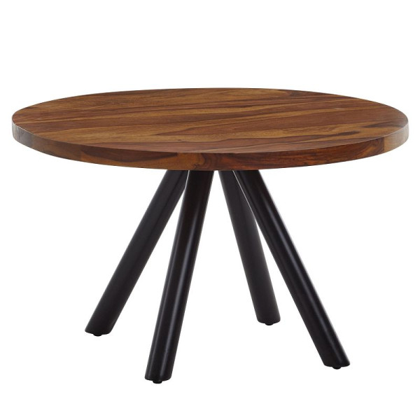 Wohnling Couchtisch 60x60x35 cm Sheesham Massivholz/Metall Sofatisch Rund, Design Wohnzimmertisch Kaffeetisch Massiv, Gewicht: 25 kg, WL6.537