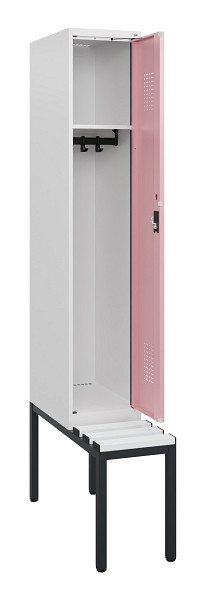 C+P Spind Evolo PLUS, 1 Abteil, 1950x300x815mm, 9016/3015, Zylinderschloss, Material Sitzfläche Kunststoff, Sitzbank, 0490505-10 S10099