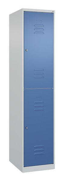 C+P Doppelstöckiger Spind Classic PLUS, 1850x400x500mm, 7035/5023, Zylinderschlösser, 080300-12 S10020