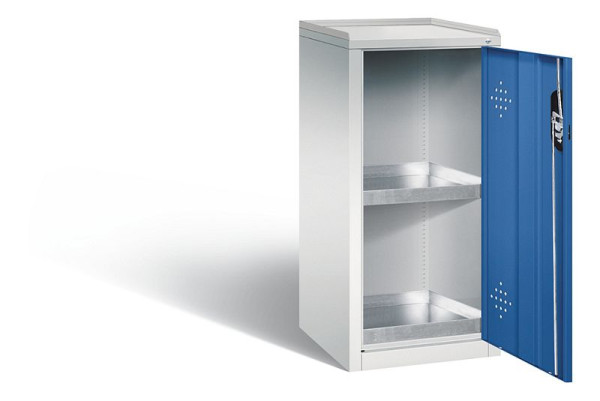 C+P Umweltschrank Acurado, H1000xB502xT500mm, Farbe: Lichtgrau / Enzianblau, Muldengriff, 8721-315 S10139