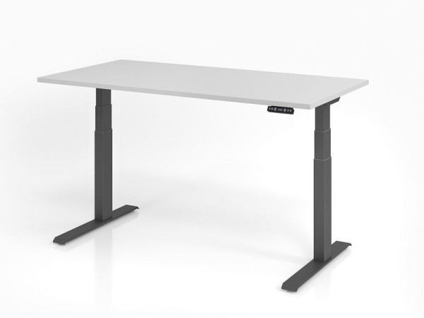 Hammerbacher Schreibtisch XDKB16, 160 x 80 cm, Platte: Grau, 25 mm dick, ABS-Dickkante, Rechteckform, Graphit, VXDKB16/5/G