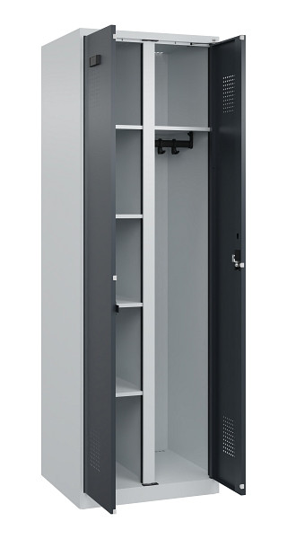 C+P Wäsche-/Garderobenspind Evolo PLUS, 2 Abteile, 1850x600x500mm, 7035/7016, Zylinderschloss, 049600-20 S10039