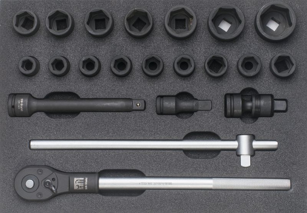 SW-Stahl Werkstattwagensortiment, Steckschlüssel 3/4“, mit Ratsche, 21-teilig, Z3000-18