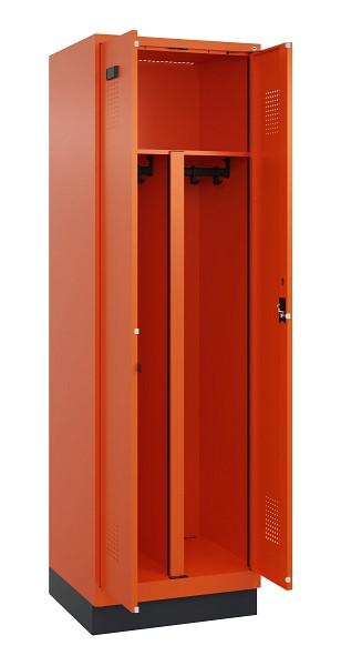 C+P PSA Schwarz-Weiß-Spind Evolo PLUS, mit Sockel, 2 Abteile, 1950x600x500mm, 20, Zylinderschloss, 049022-20P S10050