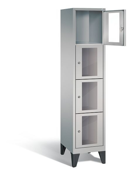 C+P Schließfachschrank Classic, H1850xB420xT500mm, Farbe: Weißaluminium, 4 Fächer, 8010A124 S10009