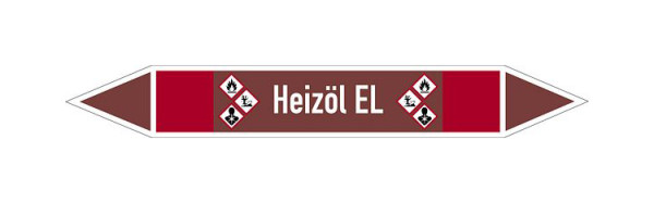 Schilder Klar Rohrleitungskennzeichen Heizöl EL, 33000x120 mm Folie selbstklebend, 101643/87