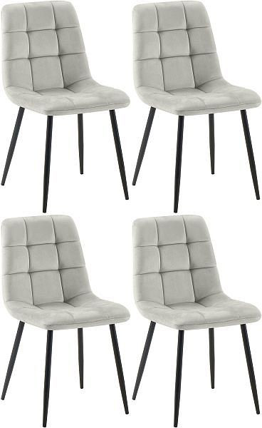 CLP 4er Set Esszimmerstuhl Tilde Samt, grau, 318351