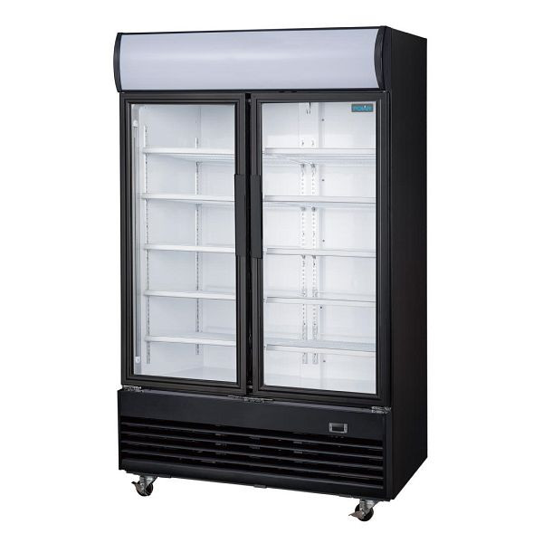 Polar G-Serie Kühlvitrine mit Schwenktür und Leuchtkasten 950Ltr Schwarz, GM813