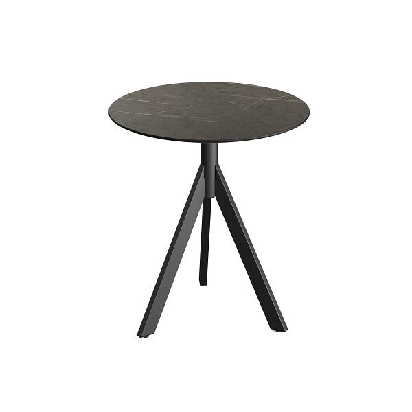 Feros Infinity Tripod Terrassentisch Schwarz frame + Midnight Marble HPL Tischplatte Ø70 cm, 140011670