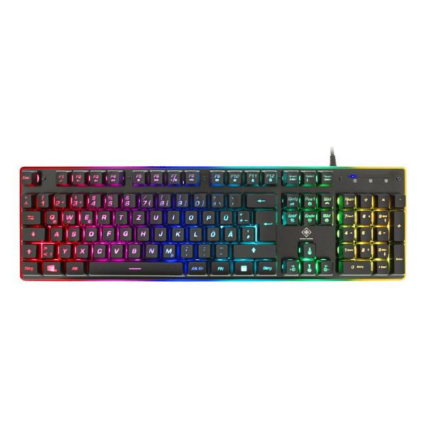 Deltaco Gaming Tastatur (Membran, Aluminium, RGB Hintergrundbeleuchtung, Anti-Ghosting, Floating Cap Design), GAM-021-RGB-DE