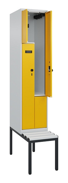 C+P Z-Spind Evolo PLUS, Bank, 2 Fächer, 2120x400x815mm, 7035/1004, Drehriegel, Sitzfläche Kunststoff, Sitzbank, 0490537-122 S10054