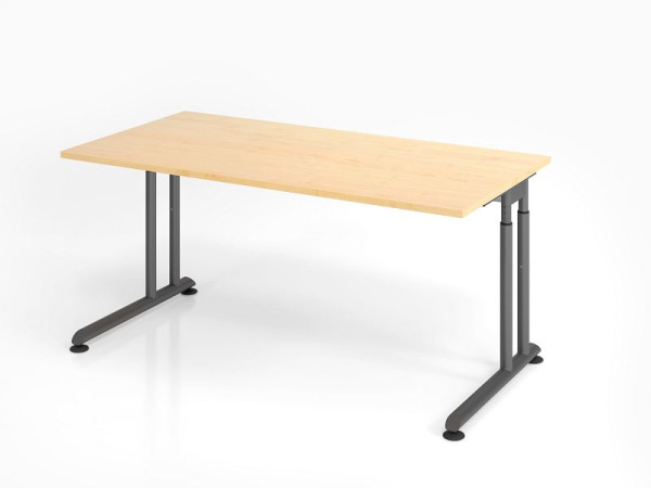 Hammerbacher Schreibtisch ZS16, 160 x 80 cm, Platte: Ahorn, 25 mm dick, ABS-Dickkante, Rechteckform, Graphit, VZS16/3/G