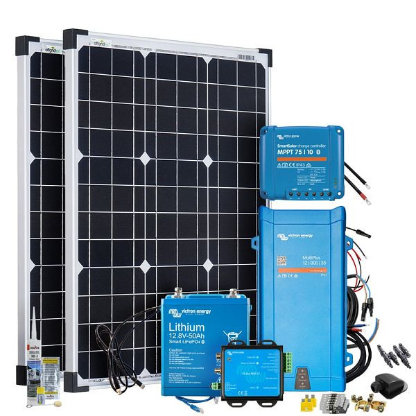 Offgridtec Mobil VeCore S 100W 640Wh Wohnmobil Solaranlage inkl. MultiPlus12/800/35 Wechselrichter und Laderegler - schwarz, 4-01-023895-007