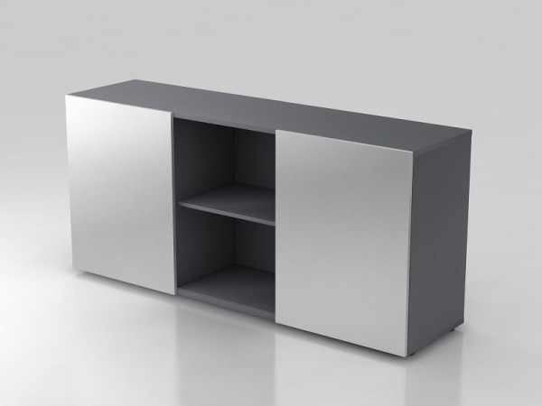 Hammerbacher Sideboard 2OH mit Schiebetüren Graphit/Silber, 160x42x74,8 cm (BxTxH), V1780/G/S