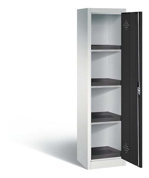 C+P Umweltschrank Acurado, H1950xB502xT500mm, Farbe: Lichtgrau / Schwarzgrau, Muldengriff, 8901-316 S10112