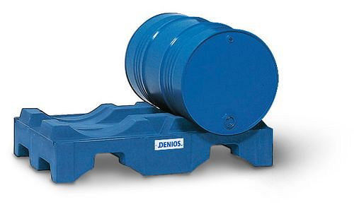 DENIOS Fasspalette aus Polyethylen (PE), blau, für 2 Fässer, 165044