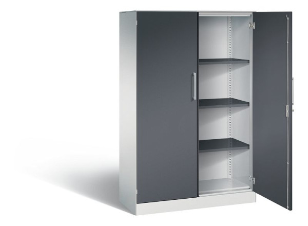 C+P Flügeltürenschrank Asisto, H1635xB1000xT435mm, Farbe: Lichtgrau / Schwarzgrau, Bügelgriff, 4 OH, 141012-000 S10102