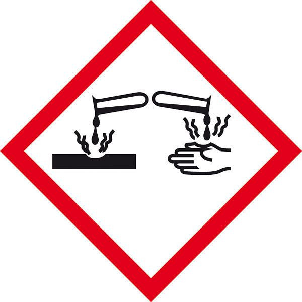SafetyMarking GHS-Gefahrenpiktogramm, Symbol 05: Ätzwirkung, BxH 5x5 cm, Folie, selbstklebend, spezieller Oberlächenschutz, 39.0050-05