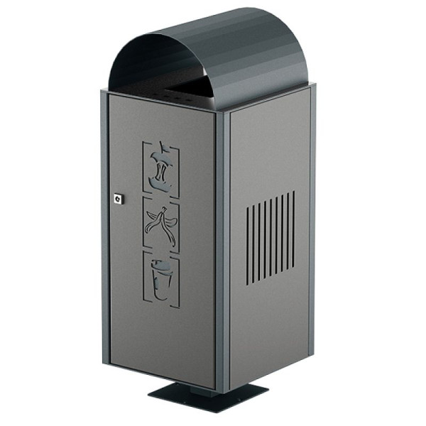 Stein HGS Abfallbehälter -City 250- mit Ascher, zum Einbetonieren, RAL 9006 weißaluminium, RAL 1023 verkehrsgelb, 36648-13-2