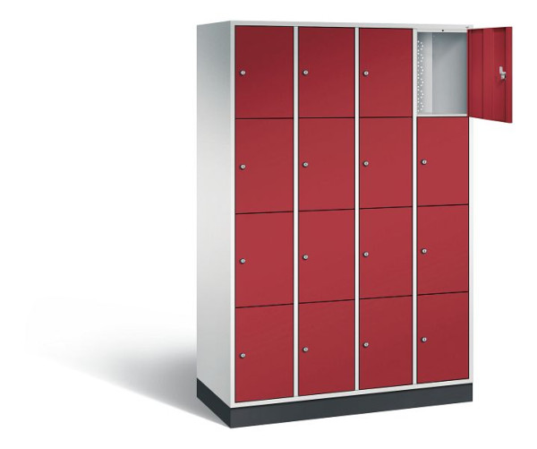 C+P Schließfachschrank Intro, H1950xB1220xT490mm, Farbe: Lichtgrau / Rubinrot, 8470-401 S10026