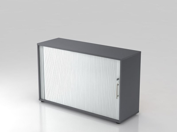 Hammerbacher Rollladenschrank horizontal, 2OH 120cm Relinggriff Graphit/Silber, 120x40x74,8 cm (BxTxH), V1732S/G/S/RE