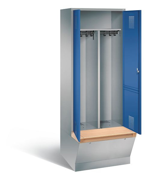 C+P Schwarz-Weiss-Spind Evolo, H2090xB810xT815mm, Farbe: Weißaluminium / Enzianblau, 48056-22 S10173