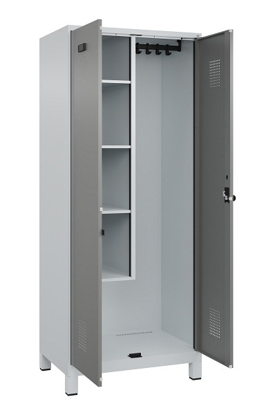 C+P Putzmittel-Spind Evolo PLUS, mit Füßen, 2 Abteile, 1950x800x500mm, 7035/000, Drehriegel, 049110-02 S10014