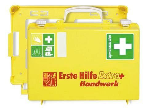 DENIOS Erste-Hilfe-Koffer Extra Plus "Handwerk", Basisinhalt nach DIN, Wandhalterung, 164939