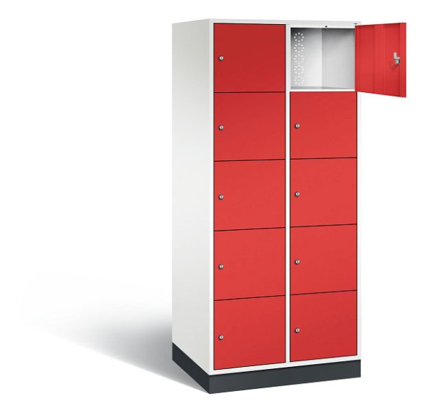 C+P XL-Schließfachschrank Intro, H1950xB820xT590mm, Farbe: Verkehrsweiß / feuerrot, 8570-203 S10047