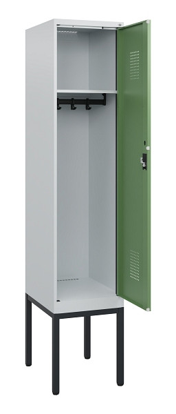 C+P Spind Evolo PLUS, Gestell, 1 Abteil, 1950x400x500mm, 7035/6011, Zylinderschloss, 0490305-12 S10036