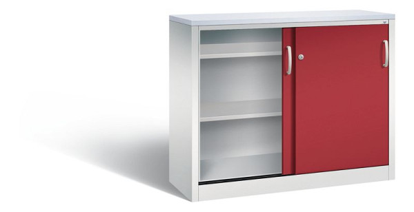 C+P Sideboard mit Schiebetüren Acurado, H1000xB1200xT400mm, Farbe: Lichtgrau / Rubinrot, Bügelgriff, 2046-00 S10209