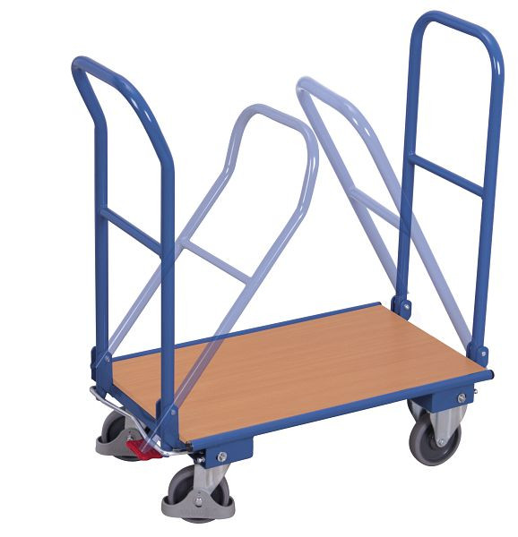 VARIOfit Klappbügelwagen mit 2 Bügeln, Ladefläche: 900 x 600 mm, RAL 5010 enzianblau, sw-600.812