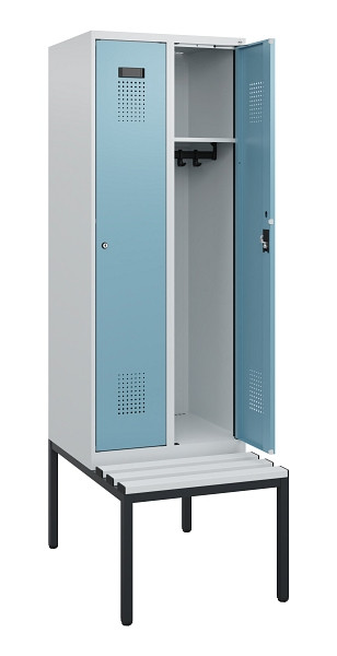 C+P Spind Evolo PLUS, 2 Abteile, 1950x600x815mm, 7035/0010, Zylinderschloss, Material Sitzfläche Kunststoff, Sitzbank, 0490505-20 S10090