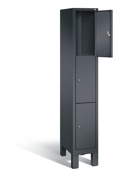 C+P Schließfachschrank Evolo, H1850xB320xT500mm, Farbe: Schwarzgrau, 48010-103 S10003