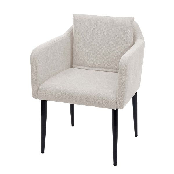 Mendler Esszimmerstuhl HWC-H93, Küchenstuhl Lehnstuhl Stuhl, Stoff/Textil creme-beige, 74733